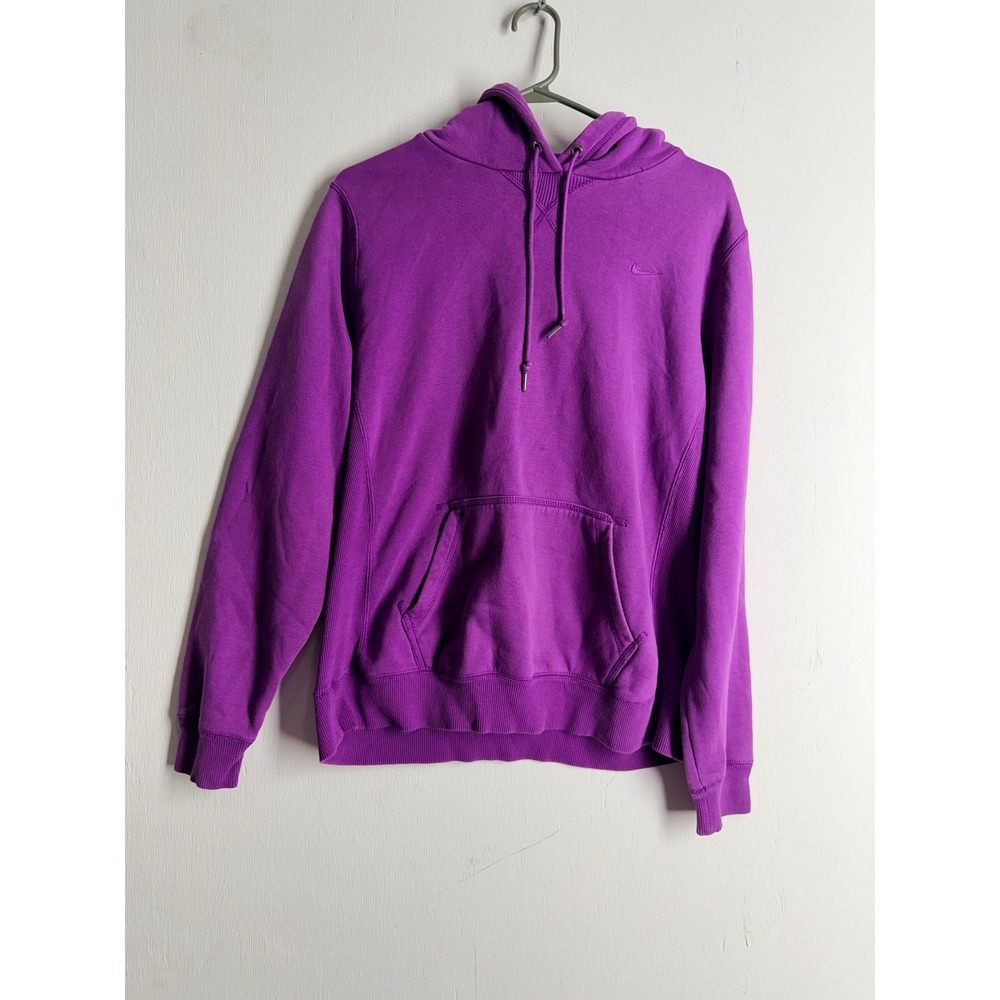 Nike Women Purple Pullover Hoodie Mini Swoosh Fleece Sweatshirt Large